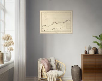 Mapa antiguo de la costa de Argel: grabado en cobre de la época colonial francesa de 1831