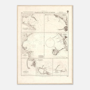 1970 Naples Bay Nautical Chart, Framed Maritime History Print