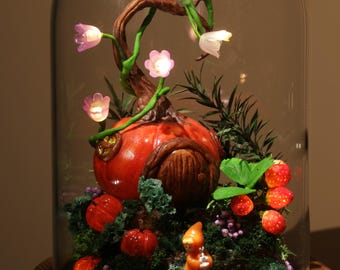 Handmade Mushroom Forest Night Light, Mushroom Table Lamp, Fairy Forest gift, Terrarium Lamp