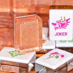 Orange Spark American Mahjong Set, 160 Tiles, Soft Floral Acrylic Tiles, Luxury Board Game Gift, Beginner Mahjong Gift