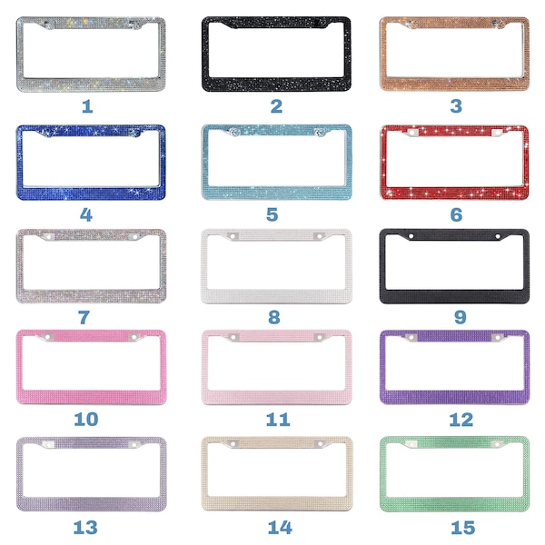 Luxury Bling Rhinestone License Plate Frame Sparkly Crystal Car Tag Holde Shiny Glitter Decorative Auto Accessory Front Rear Fit Gift Women