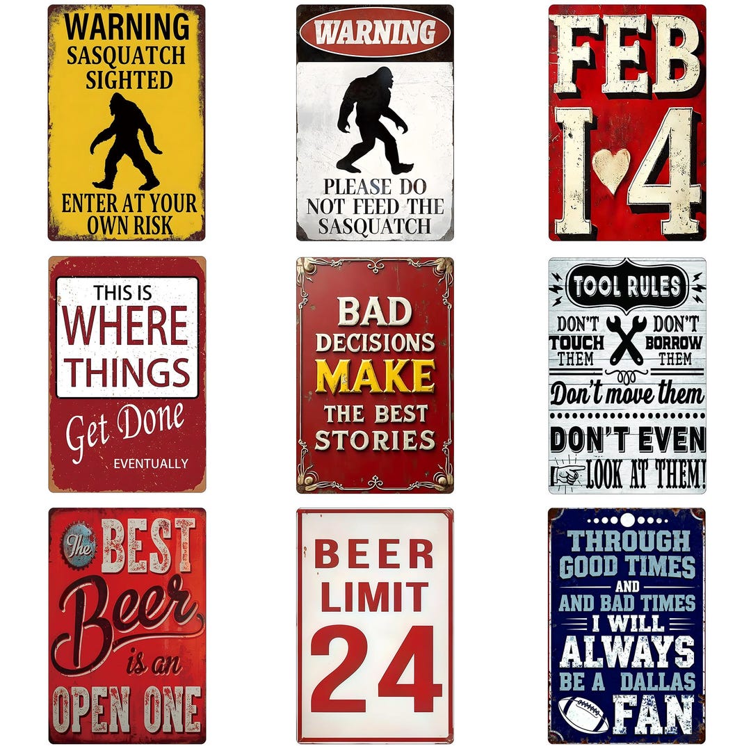 Funny Vintage Tin Sign Retro Metal Wall Decor Funny Warning Beer Garage ...