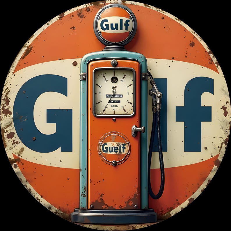Vintage Gasoline and Motor Oil Tin Sign Retro 76 Texaco Gulf Mohawk Red ...
