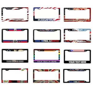 Personalized Flag License Plate Frame Custom Text USA Veteran Army Haitian Pride Flag Car Accessory Customizable Plate Cover