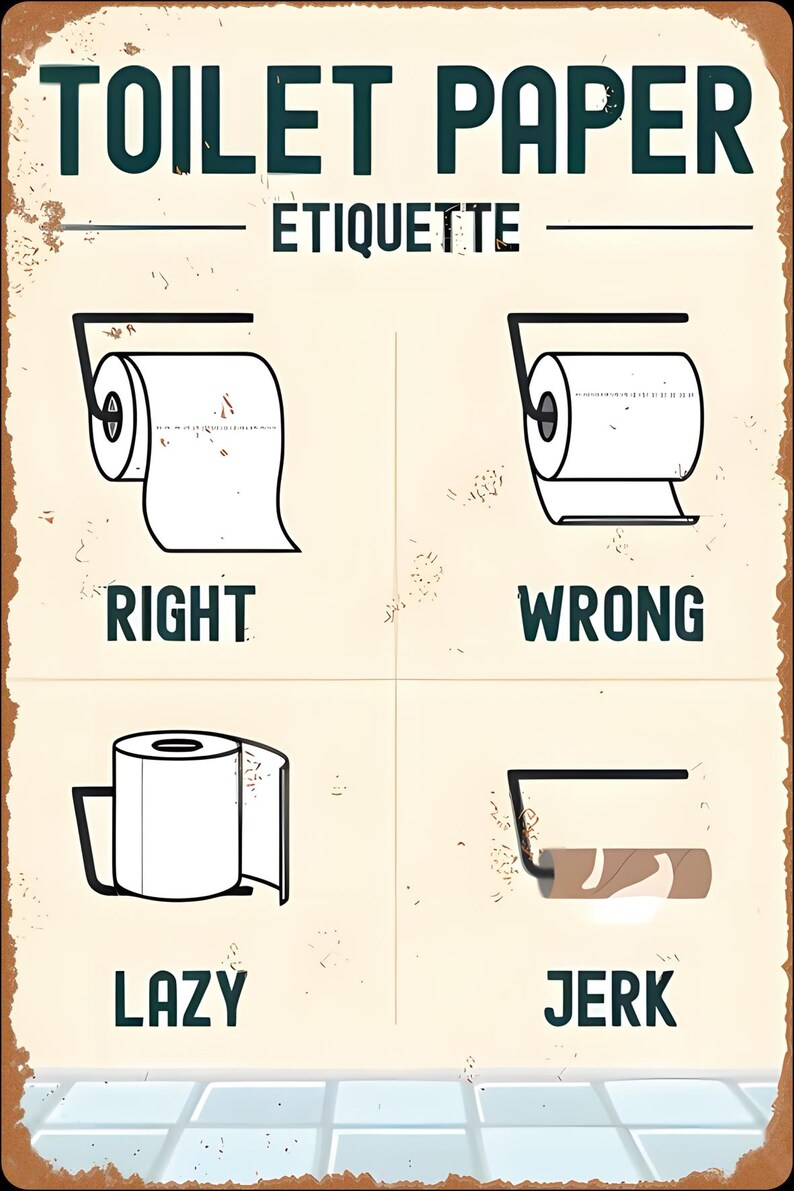 Funny Bathroom Rules Tin Sign Wash Hands Toilet Etiquette & More ...