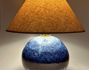 Lamp with Unique Wrinkled Paper Shade and Handmade Finial