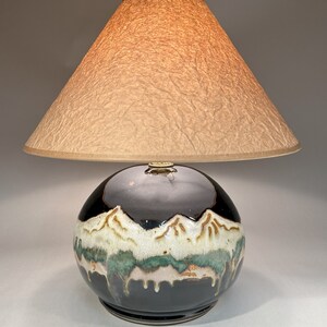 Handmade Pottery Lamp with "Midnight Mountain Glaze" - Rustic Home Decor