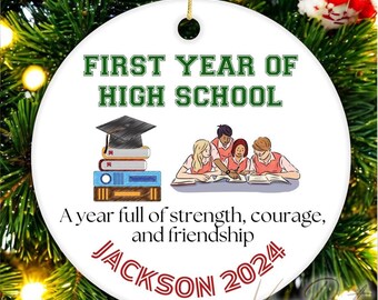 Custom Christmas Ornament, High School Student Gift, First Year of High School, Custom High School ornament, Custom Name Ornament.