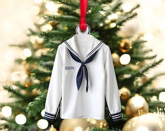 Personalized Sailor Uniform Christmas Acrylic 2Dfalt Ornament: Navy Military Gift, Gift For Daughter.