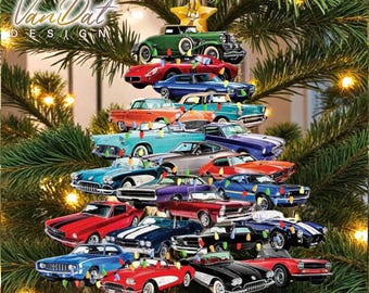 Cars Christmas Ornament, Muscle Car Collection Christmas Ornament, Christmas Car Tree Ornament, Car Lover Christmas Ornament, Car Xmas Decor