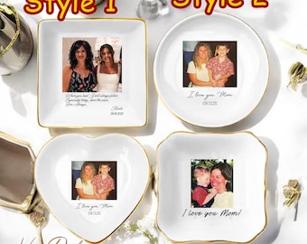 Custom Photo Mother of The Groom Jewelry Dish, Mother of The Bride Jewelry plate, Wedding Favor Gift For Mom, Custom Jewelry Tray For Mom.