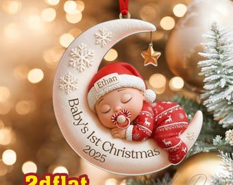 Custom Baby First Christmas Ornament, Unique Newborn Gift, Baby 1st Xmas Tree Decoration