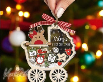Personalized Baby's First Christmas Ornament 2025,Custom 4D Shake Acrylic/Wooden Keepsake,Custom Baby Name,Custom Newborn Gift,Baby Keepsake