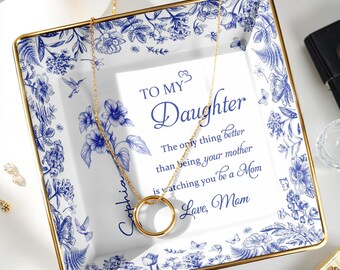 Personalized Plate for Daughter, To My Daughter Gift from Mom, Mother to Daughter Keepsake, Gift for New Mom, Custom Name Floral Dish.