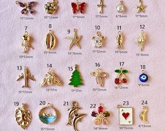 Gold Charms for Jewelry Making, Journal Charms, Bracelet Charm, Necklace Pendant, Christmas Earrings Charm