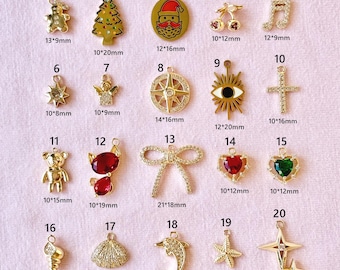Gold Charms for Jewelry Making, Christmas Charm, Journal Charms, Pendants for DIY Bracelet Necklace Components, Charm Jewelry