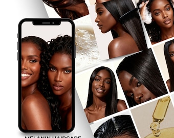 Luxury Melanin Haircare Stock Photos | Beauty Images | Dark Skin Models | Premium Branding Content Bundle | Natural Texture + Beauty Videos