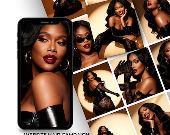 Website Hair Model Stock Images | Web Banner | Luxury Hair Campaign Hair Branding | Digital Hair Bundle | Haircare Social Media