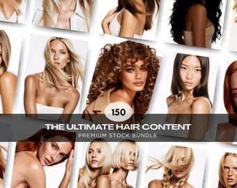 Hair Stock Photos and Models | Haircare and Salon Branding Images for Sicial Media Marketing | Premium Digital Bundle