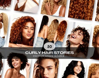Curly Hair Stock Photo Bundle, Hair Models, Hair Beauty Photos, Aesthetic Beauty Photography, Beauty and Hair Salon Stock Photos