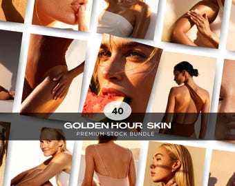 Skin Stock Photo Bundle,Aesthetic Skincare Images,Luxury Skin Photos,Bodycare,Diverse Beauty Images,Wellness Lifestyle Golden Hour Skin
