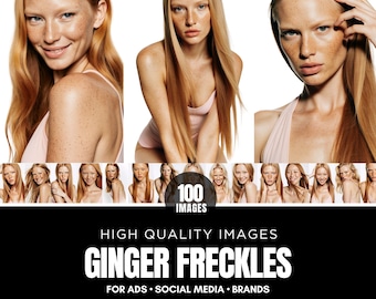 Sommersprossen Schönheit Stock Bilder, Hautpflege Fotos, Ingwer Sommersprossen Haut, natürliche Hautpflege Bilder für Marken, Content Artist Bundle