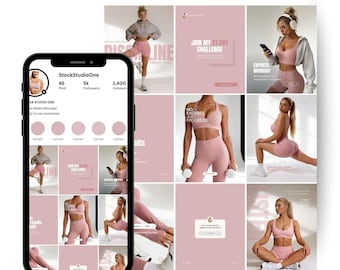 Fitness Instagram Canva Templates | Personal Trainer Content | Pinterest Inspired Aesthteic Gym Templates | Health Welness Canva