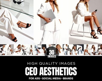Boss Babe Stock Photos, Female Founder CEO Aesthetic, White Entrepreneur Stock Photo Bundle, Modern Bussiness Women, Intagram Branding
