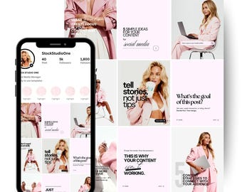 Instagram Canva Templates Pink |Social Media Player und Content Ersteller | Pinterest inspirierte rosa ästhetische Vorlagen | Digitaler Download