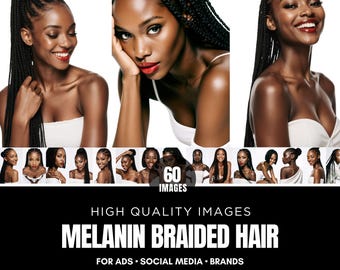 Geflochtene Schönheit Stock Bildbündel, Haar Fotos, Friseur Salon Melanin Weibliche Modell Porträts, verschiedene Schönheit und Haarmodelle, hochwertige Bilder