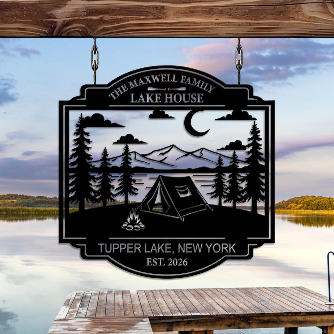 Personalized Camping Lake House Metal Sign, Custom Family Cabin Decor ...
