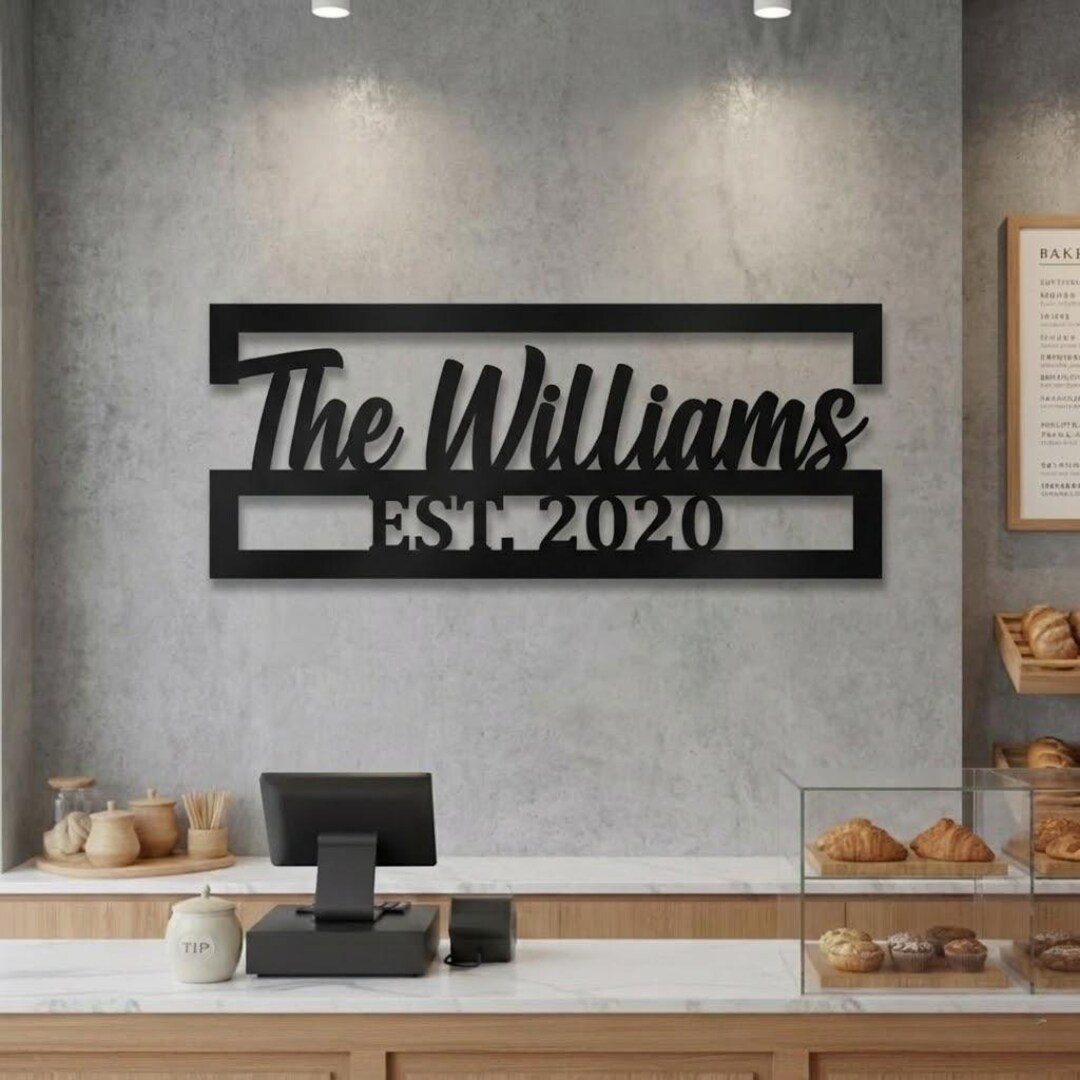 Personalized Family Name Metal Sign, Custom Last Name Wall Decor ...