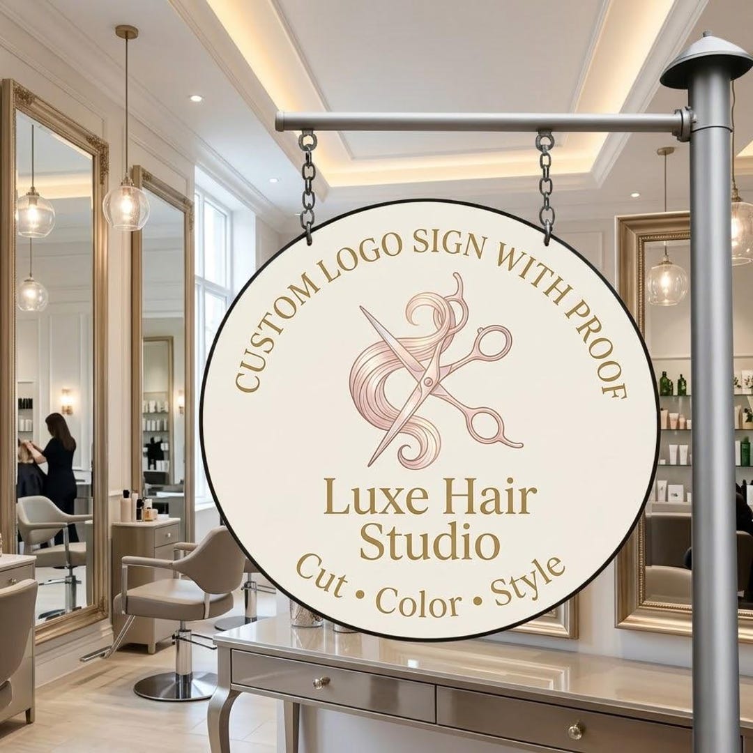 Custom Hair Salon Metal Sign With Logo, Personalized Beauty Shop Sign ...