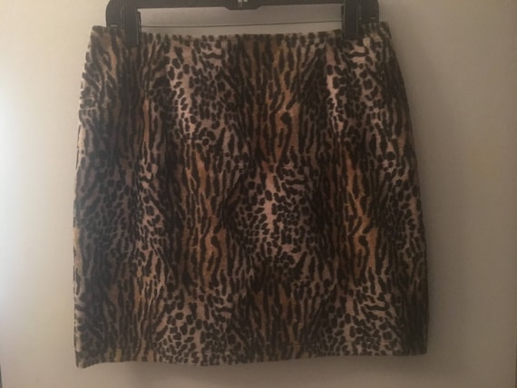 Retro faux fur leopard skirt