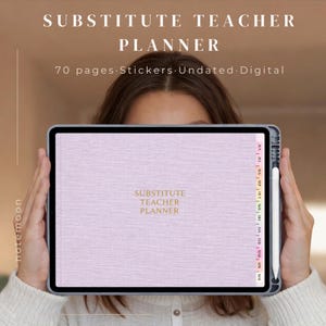 Substitute Teacher Digital Planner | Undated Hyperlinked GoodNotes iPad | Sub Binder, Lesson Organizer, Classroom Notes | Teacher Gift PDF
