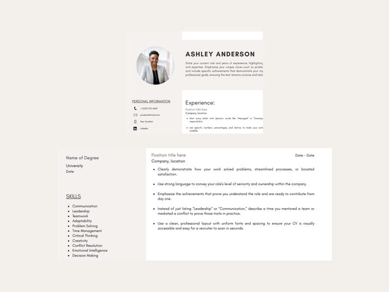 Modern Resume Template With Photo | Canva Editable CV | Professional ...