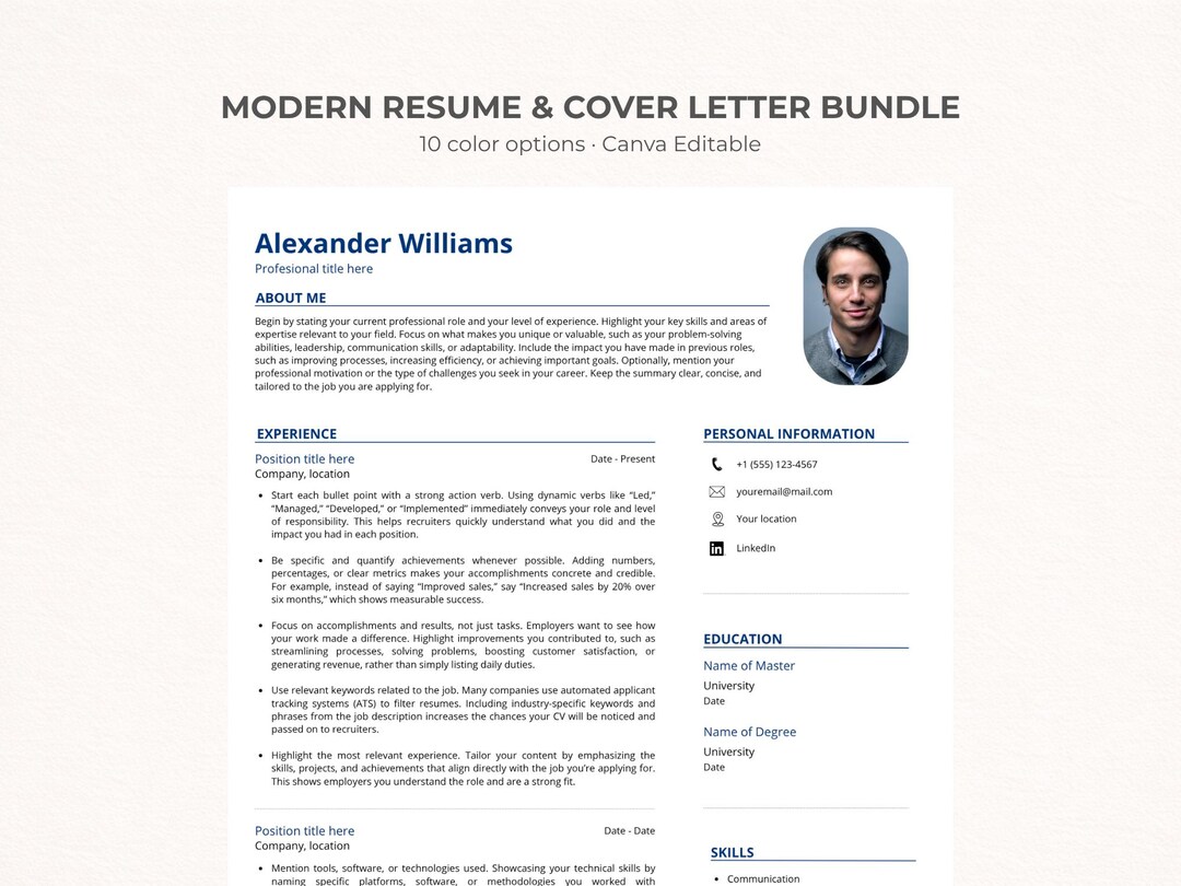 Modern Resume and Cover Letter Template | Canva CV & Cover Letter ...