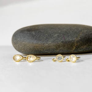 solid gold earrings, ear cuff, gold hoop earrings, geometric earrings, small gold hoop earring, cartridge and lobe earrings, gold earrings