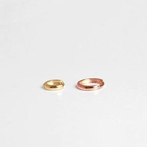 solid gold hoops, tiny rose gold hoop earrings, 14k hoops, 10k hoops, rose gold hoops, gold earrings, cartilage and lobe earrings, everyday