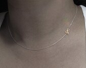 sideways initial necklace, initial necklace, monogram necklace, personalized necklace, custom letter necklace, birthday gift, baby gift