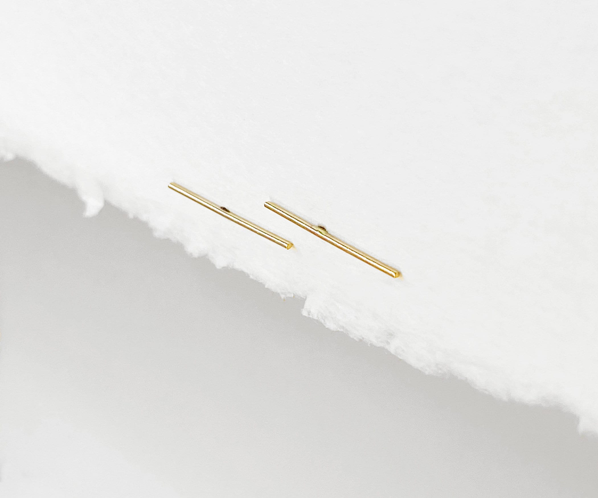 Thin bar earrings solid gold earrings gold earrings thin Etsy