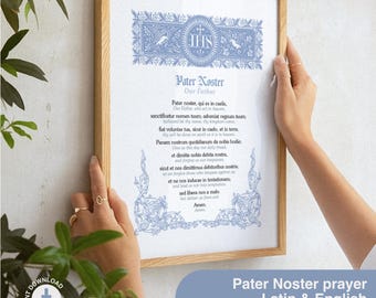 Pater Noster Print: Latin Catholic Prayer, Traditional Missal Art (PDF)