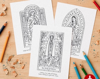 Marian Coloring Pages: Our Lady of Guadalupe, Fatima (Printable PDF)