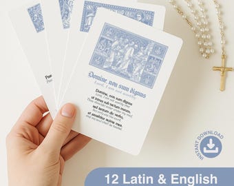 Catholic Latin Prayer Cards: Traditional Missal Art (Printable PDF)