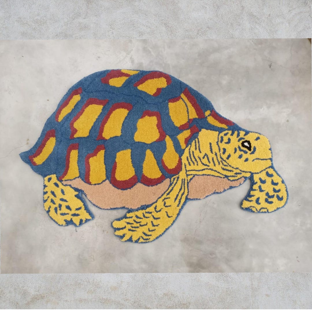 Tortoise Shell Rug Hand Tufted Wool Tortoise Rug | Blue Animal Kids Carpet - Etsy