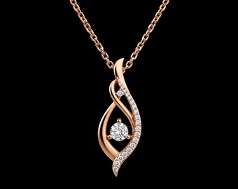 Rose Gold Infinity Teardrop Pendant Necklace with Diamond – Elegant Minimalist Jewelry Gift for Her