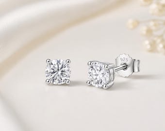 Elegante oorknopjes met diamantlook van 925 sterlingzilver, tijdloze, minimalistische sieraden voor dagelijks gebruik