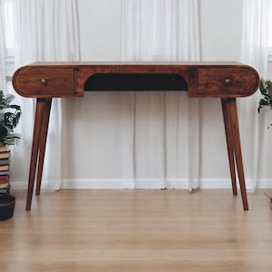 Artisan Furniture Solid Wood London Arch Writing Desk, 2 Drawers, Chestnut, Brown