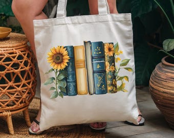 Floral Book Tote Bag,Books Tote Bag,Book Lover Gift,Book Club Gifts,Librarian Appreciation Gift,Bookworm, Book Lover, Bookish Tote Bag TB8