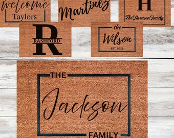 Personalized Door Mat with Family Name, Custom Doormat with Anti-Slip Backing, 5 Size Options, Custom Door Mats for Front Door -YDMAT10